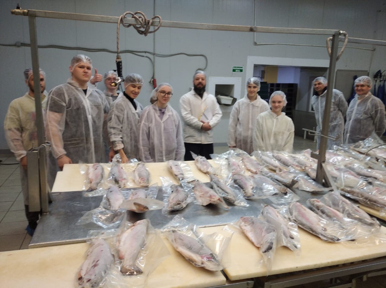 Участники студенческих сельскохозяйственных отрядов Санкт-Петербурга  на практических занятиях по программе профессионального обучения  «Обработчик рыбы 3 разряда»